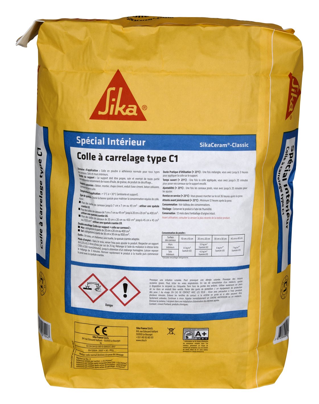 Pegamento de Azulejos especial pared interior – SIKACERAM Classic – gris – 25 kg