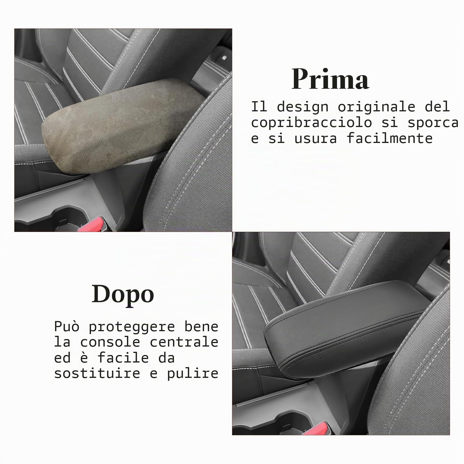 SKTU Copri per Braccioli compatibile con Dacia Sandero III Stepway Jogger 2021-2024 2025 in PU Pelle per Bracciolo Centrale