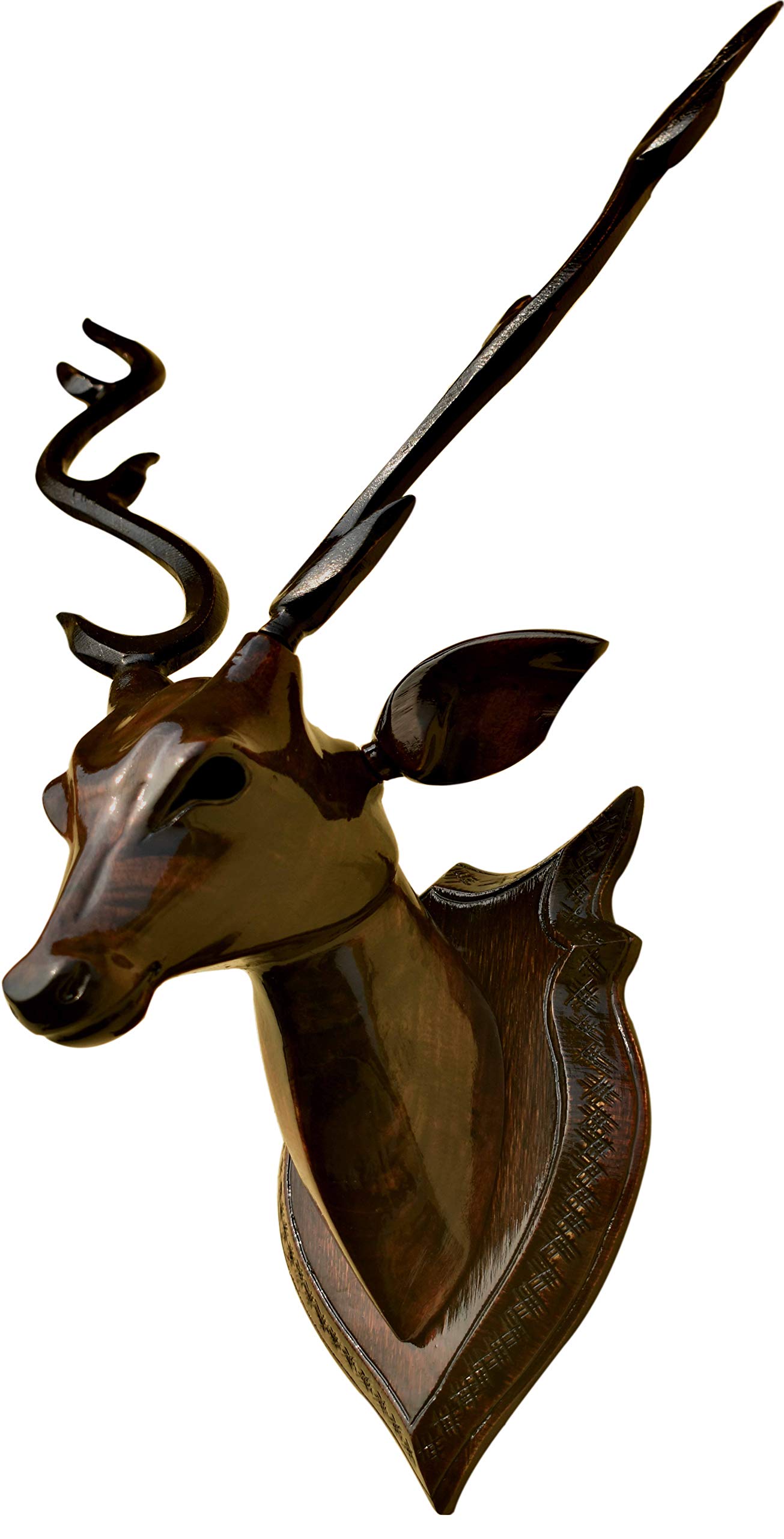 Rustic Deer Head Wall Decor - Handmade Wooden Showpiece -2