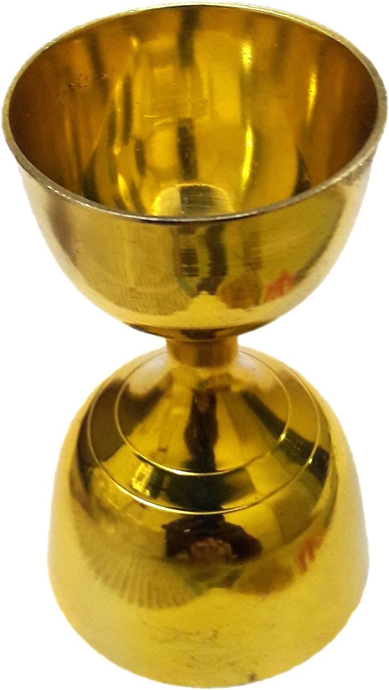 STREET CRAFT Handcrafted Solid Brass Hand Embossed Golden Finished Peg Measure Shot Glass Cocktail Measure JGR 30 and 60 Ml