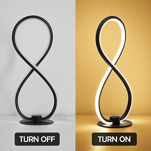 Miniatura 8 de Lámpara de mesa moderna de escritorio, 3CCT 2700K4000K6500K Lámpara de noche regulable sin escalones con adaptador USB, lámpara de mesa negra para