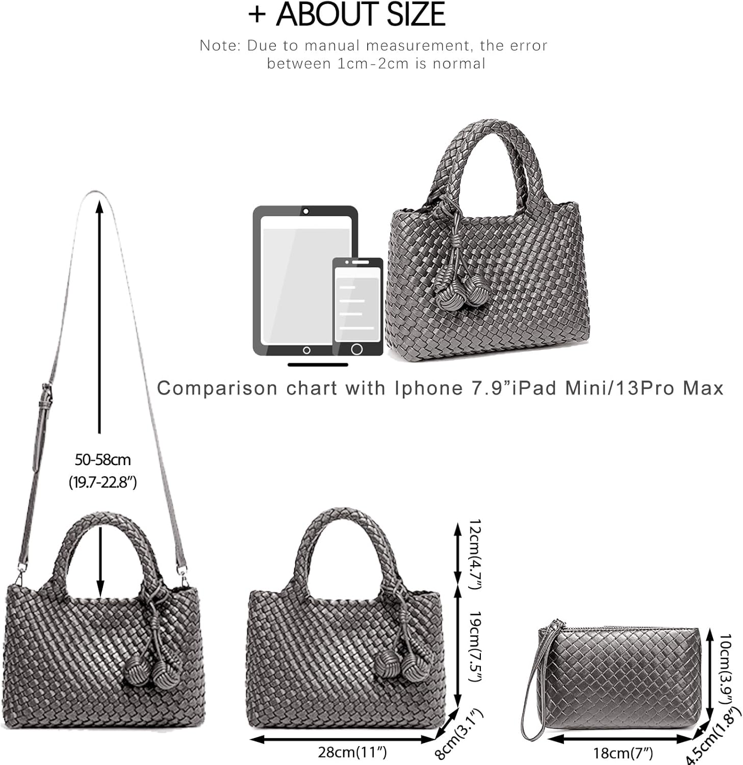 Woven Tote Bag for Women with Coin Purse, Foldable Chain Small Crossbody Handbags, Fashion Shoulder Bag, Hobo Satchel - Image 4