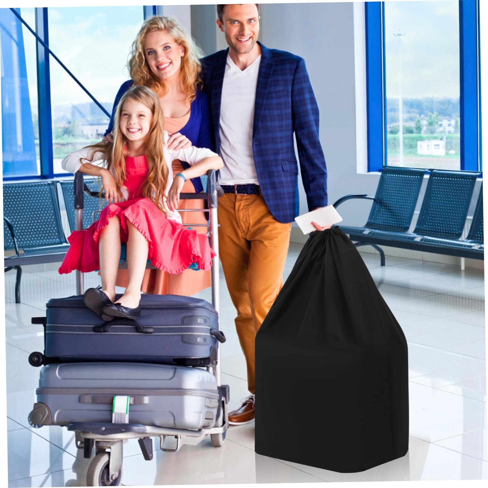 Borsa da Viaggio e Tracolle Doppie in Nylon per Passeggino Nero Chiusura Regolabile Protezione Rinforzata per Viaggi in Aereo e Spostamenti Carrozzina
