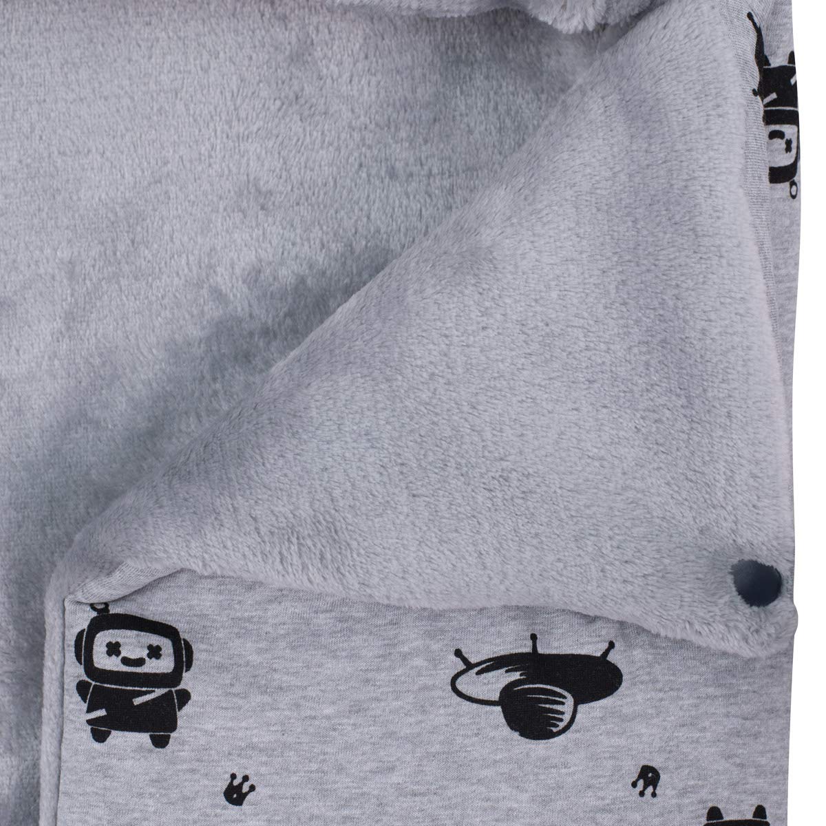 JYOKO Kids Saco Capazo para Bebé de Polar Teddy Extra Suave – Antialérgico, Protección Óptima contra el Viento y Frío – Ideal para Piel Sensible, Recién Nacidos y Bebés (Robot Space, Polar)