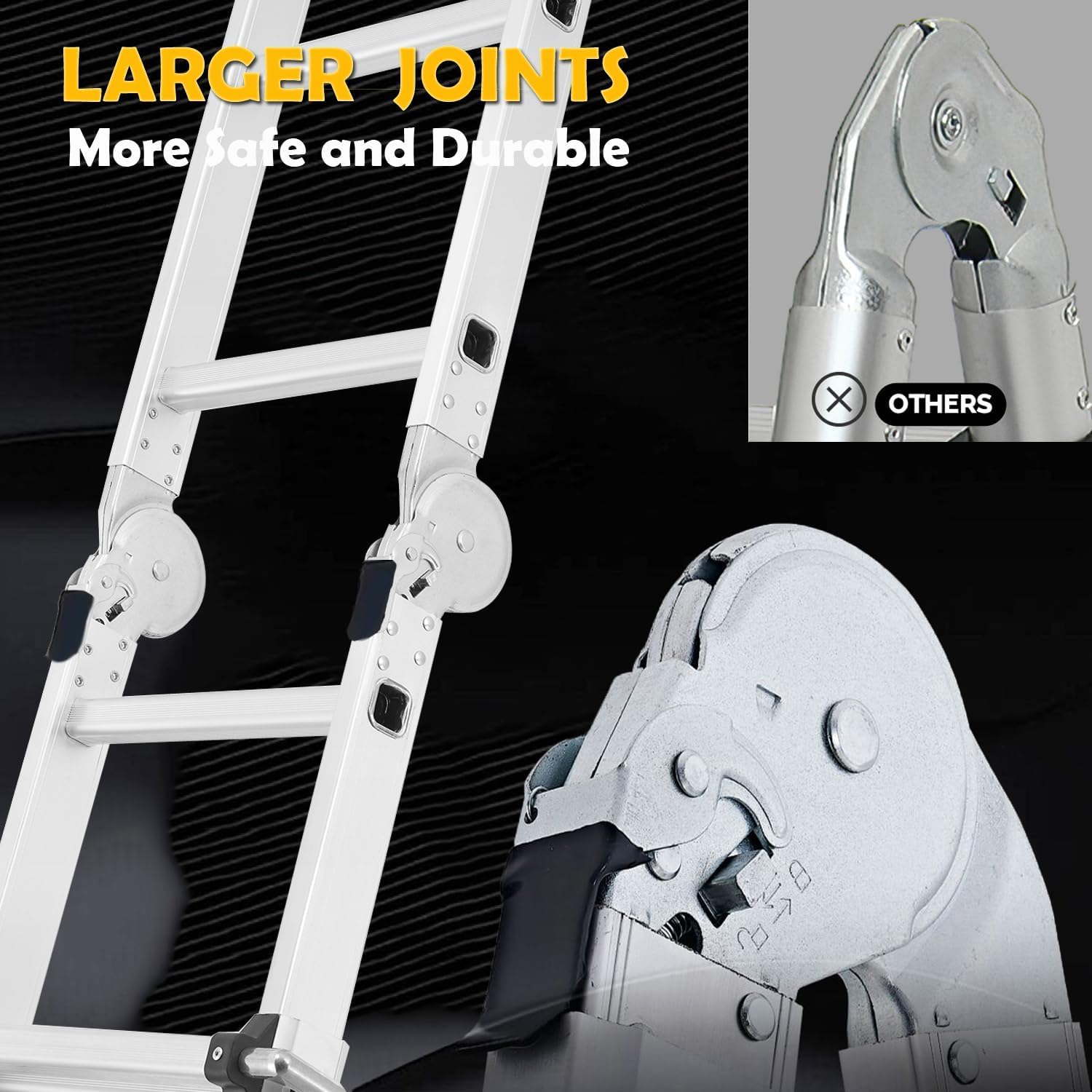 Hooha Échelle télescopique 3 en 1 en aluminium de 5 m, charge maximale de 150 kg, EN131, échelle extensible avec serrure de sécurité, échelle pliable multi-usages pour le travail extérieur