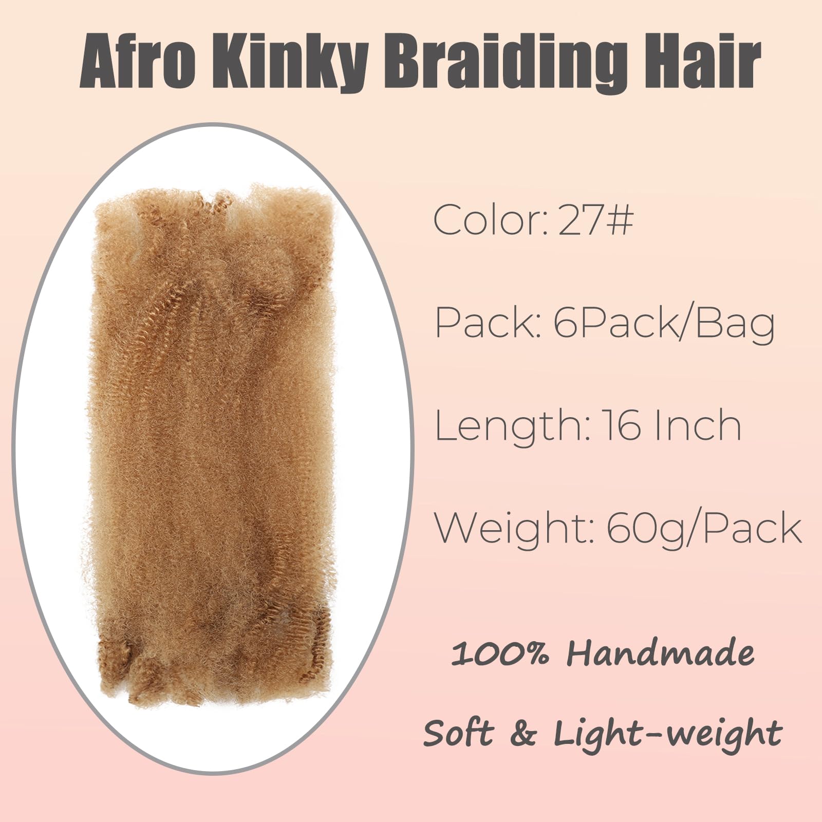 TOOPBIUTI Afro Kinky Bulk Hair 16 Inch Spring Twist Braiding Hair Bulk Locs Dreadlock Extensions Afro Kinky Curly Crochet Braid (27# - Image 2