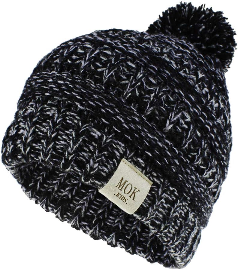 Kids Faux Fur Pom Pom Beanie Hat - Fits Girls, Boys, Babies, Toddlers & Children