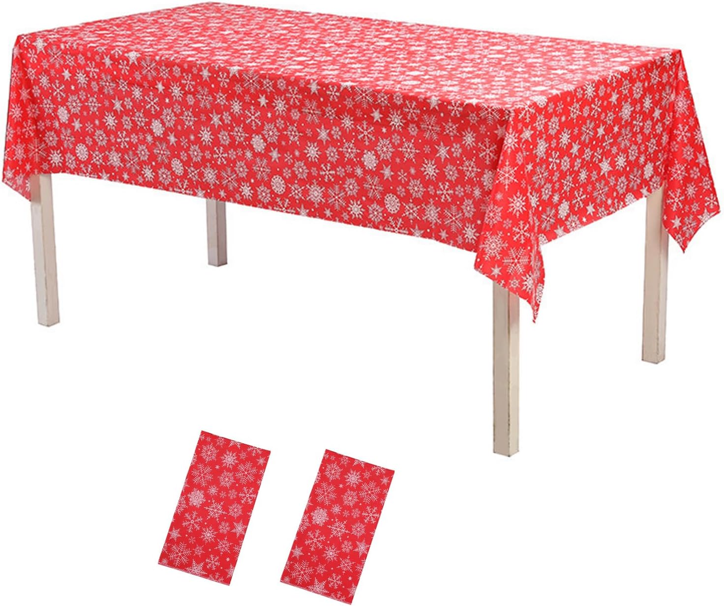 VReder Christmas Disposable Tablecloth, Plastic 2 pack 137x274cm Rectangular Elk Snowflake Party