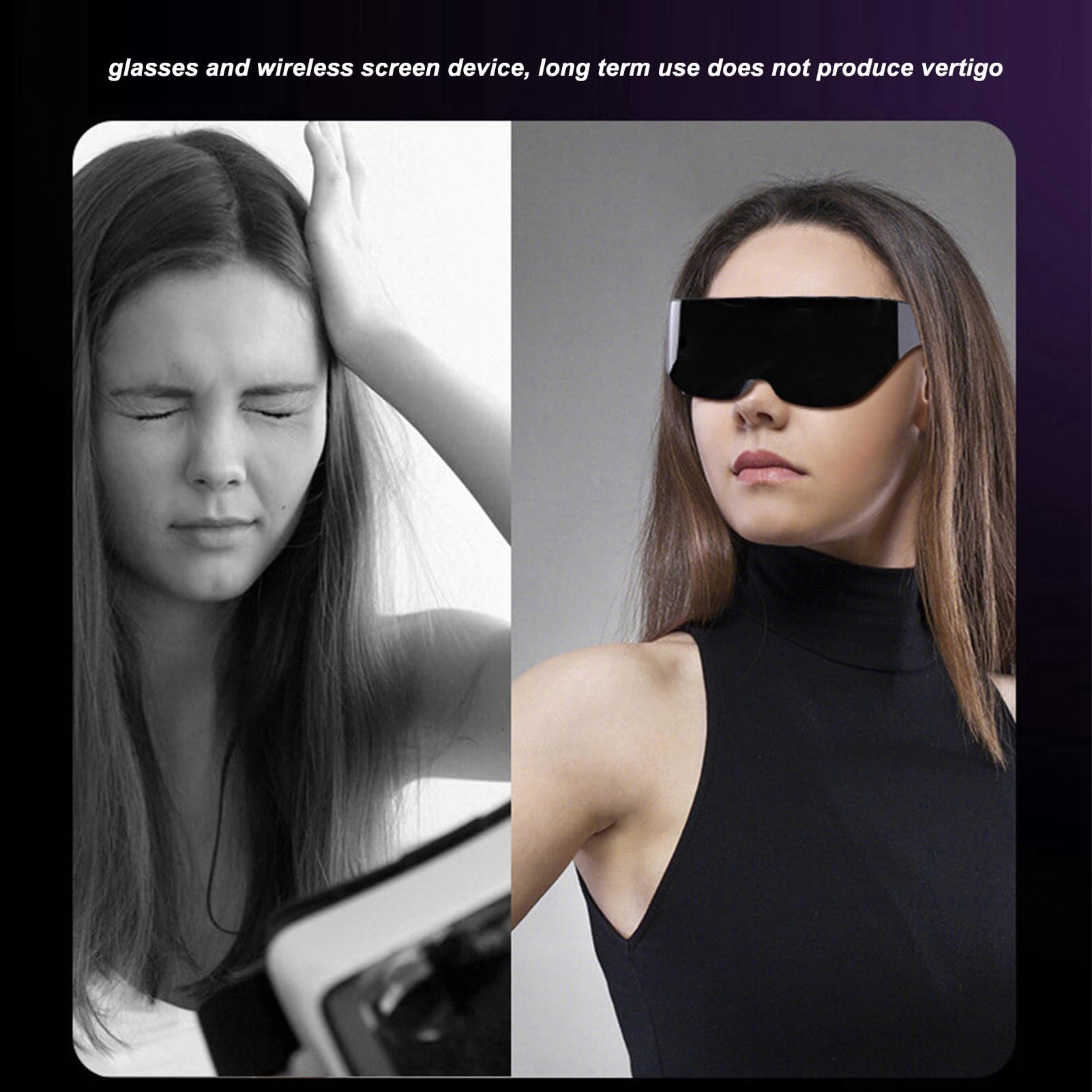 Okulary AR, 70° FOV 4K HD 3D IMAX Gaint Zestaw słuchawkowy Inteligentne okulary, regulowane okulary 3D do wirtualnej rzeczywistości z rozmiarem ekranu 1000 dla filmów