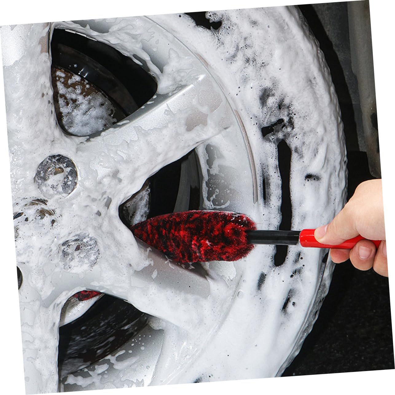 Mikinona Spazzole per Pneumatici in Fibra e Pom per Pulizia Ruote Auto Set 3 Spazzole Facili da Trasportare e Conservare per Detailing e Pulizia Precisa