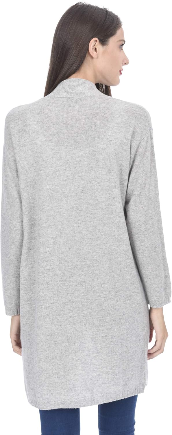 State Cashmere Women's 100% Cashmere Open Front Long Cardigan Oversized Sweater with Straight Hem - Image 3