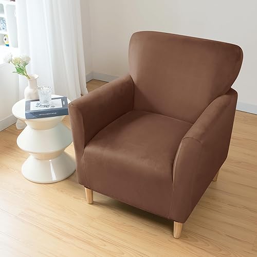 Vista 122 de MIFXIN Fundas para sillón de banquete, funda suave y elástica de jacquard con brazos, elástica antideslizante, funda de sofá, protector de muebles