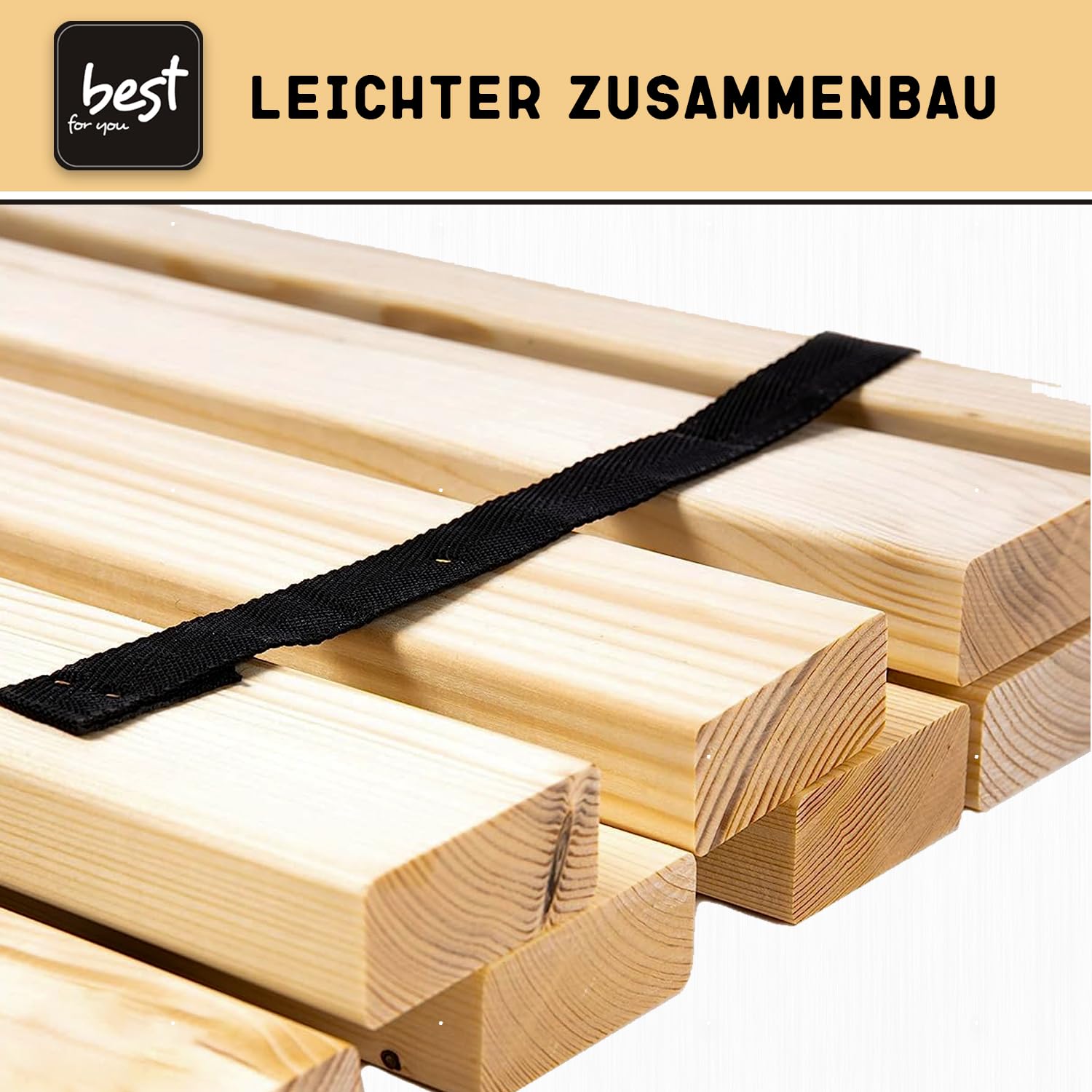 Best For You Rollrost aus 15 oder 20 massiven stabilen Holzlatten Geeignet für alle Matratzen - in viele Größen 60x120 cm - 140x200 cm (90x200-10 Latten)