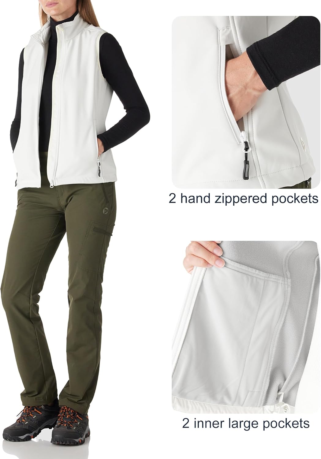 Outdoor Ventures Women's Lightweight Softshell Vest Windproof Fleece Lined Zip Up Sleeveless Jacket for Running Hiking Golf - Image 5