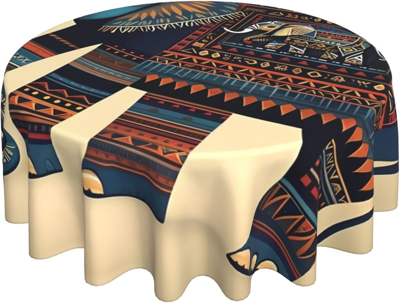 Aztec Elephant Print Wrinkle Free Dining Table Cover for Birthday Party Farmhouse Tablecloths Up to 60 x 60 Inches