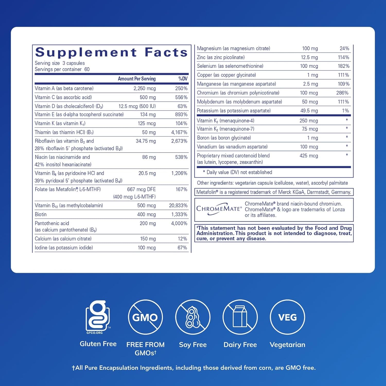 Pure Encapsulations Nutrient 950 with Vitamin K 180's - Multivitamin & Mineral Supplement - Bone & Arterial Support* - Optimal Absorption - Gluten Free & Non-GMO - 180 Capsules - Image 2