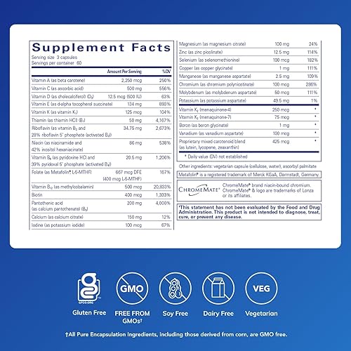Miniatura 2 de Pure Encapsulations Nutrient 950 con vitamina K 180's - Suplemento multivitamínico y mineral - Soporte óseo y arterial* - Absorción óptima - Sin