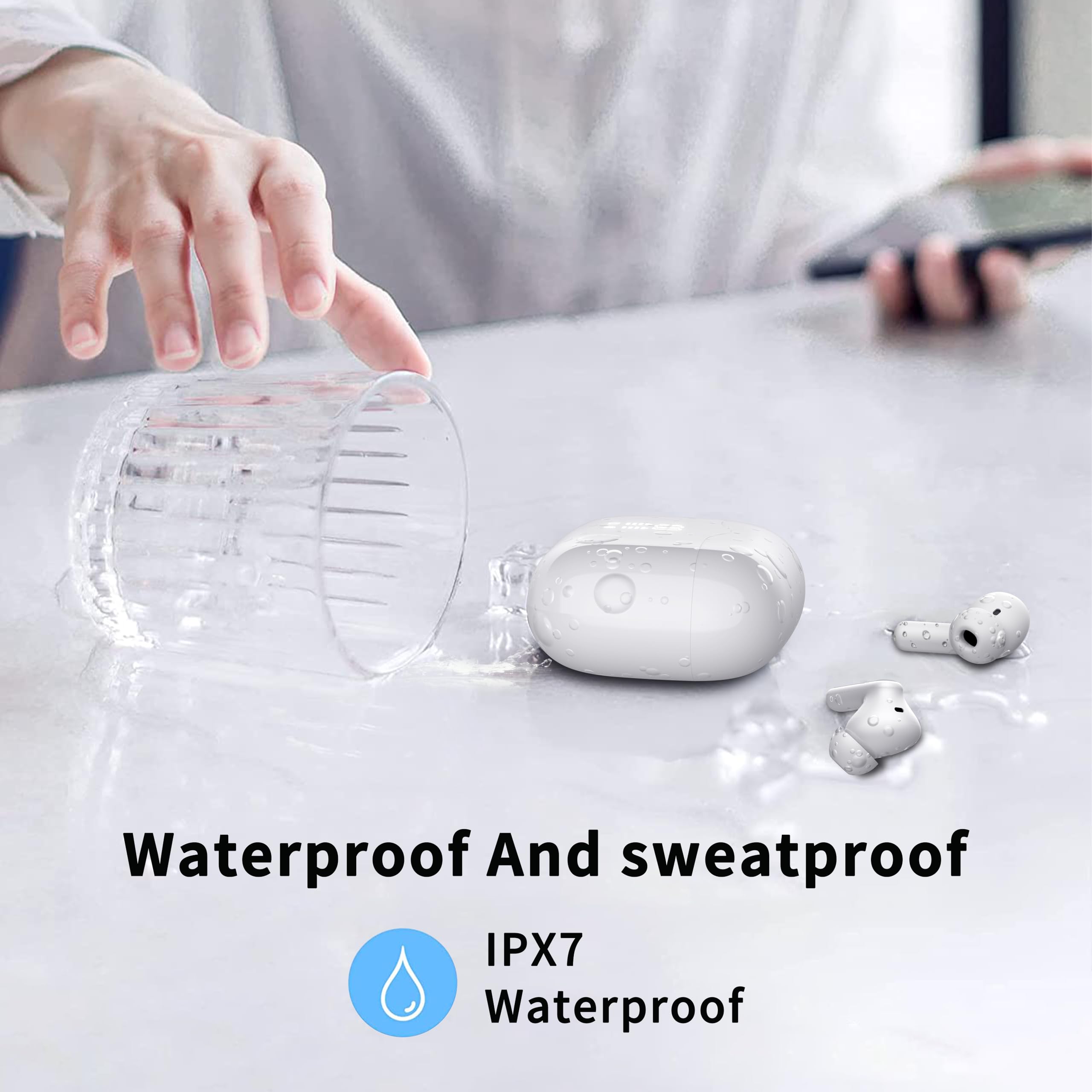 xinwld Auriculares Bluetooth inalámbricos, auriculares in-ear con modos ANC y 5 EQ, 30 horas de tiempo de reproducción, graves profundos, protección IPX5 contra salpicaduras, USB-C para Android iOS