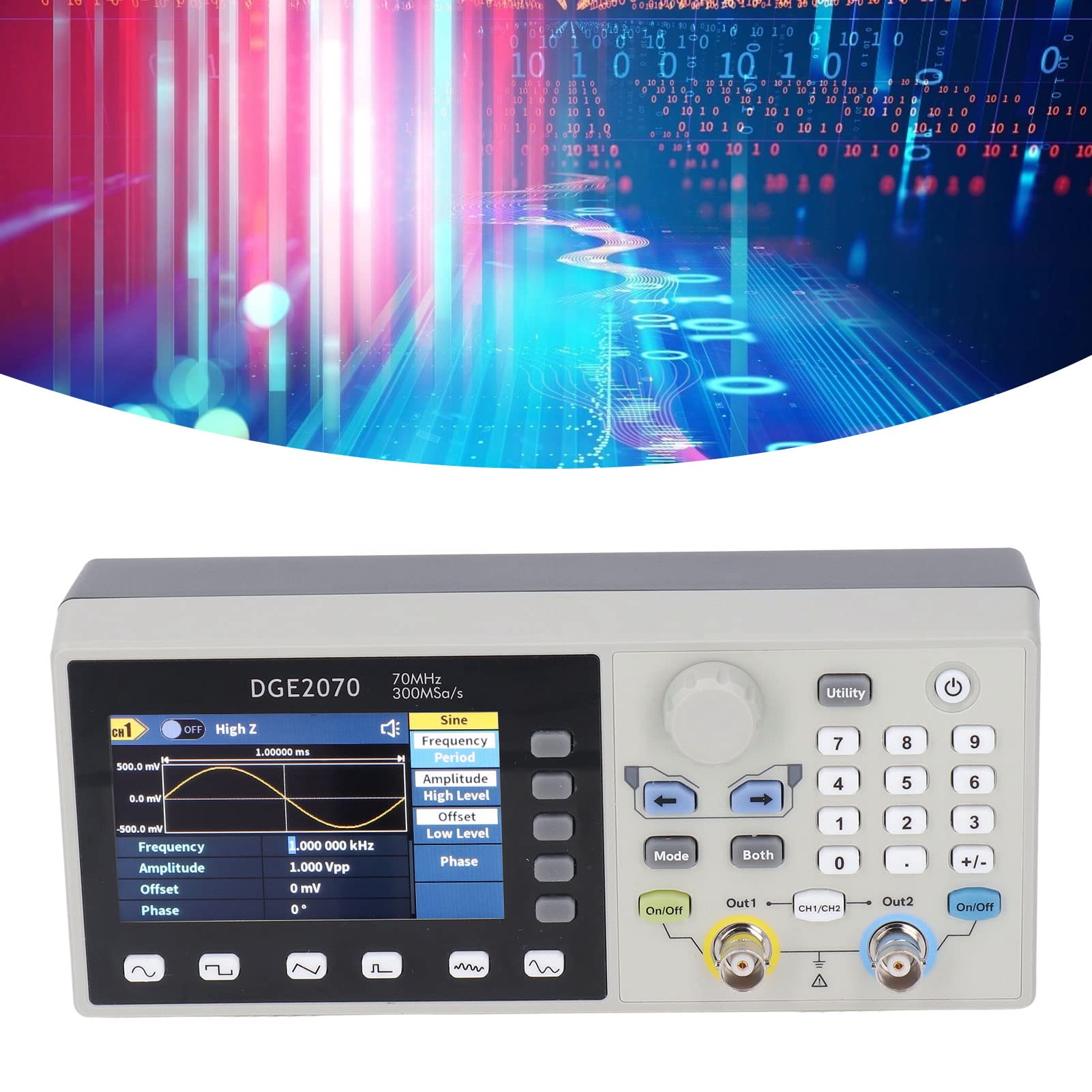Generador de Forma de Onda, Generador de Funciones ABS de 2 Canales Rendimiento Confiable AC100‑240V para Transmisión para Laboratorio (Enchufe de la UE)