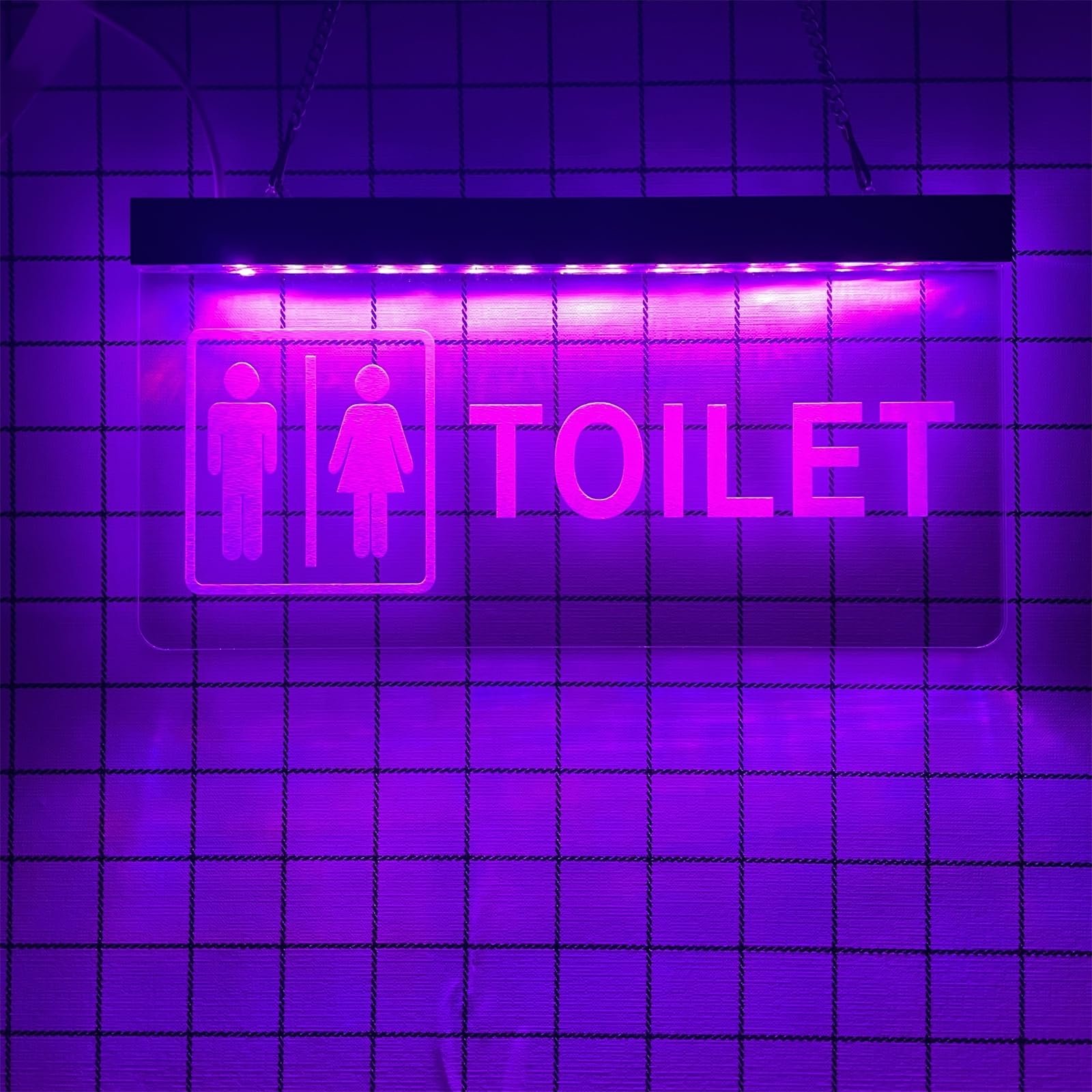 Keyqeen Purple Toilet Led Neon Sign, 3D Carving Neon Lights For Restrooms Indicator Wall Hanging Decor Usb Luminous Signs, 30X15cm,