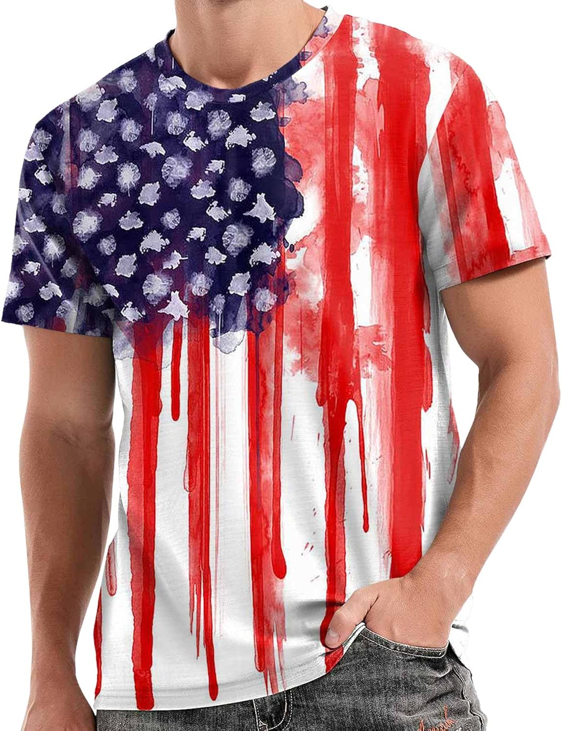 Mens T Shirts Short Sleeve,Patriotic Shirts for Men, Retro Distressed USA Flag Men T Shirt, Patriotic TShirts Summer Top : Sports & Outdoors