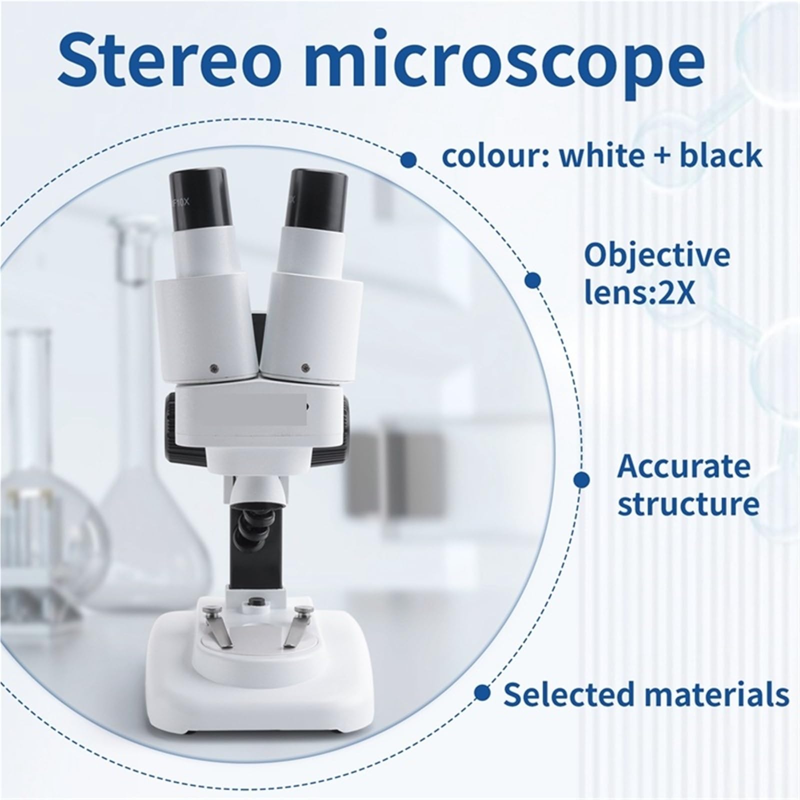 Microscopio Estereoscópico, Microscopio binocular estéreo 20X con LED for soldadura de PCB, reparación teléfonos móviles, portaobjetos, observación minerales
