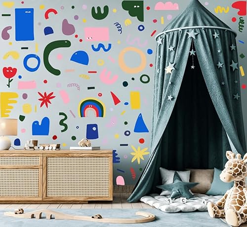 Miniatura 5 de Calcomanía de pared grande con diseño de arcoíris de acuarela (37.4 x 22 pulgadas), calcomanías de vinilo de arcoíris con lunares, mural de pared