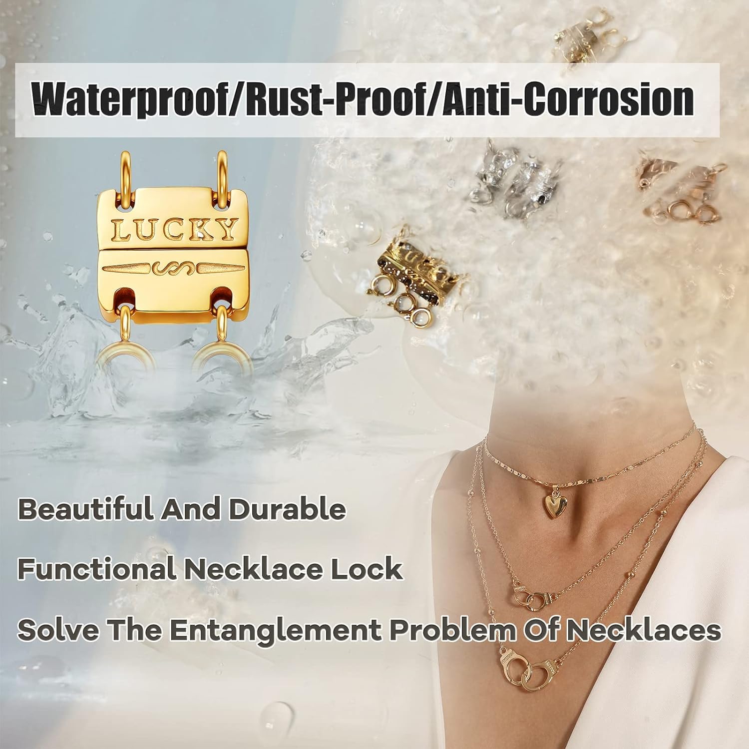 Dailyacc Lucky Necklace Layering Clasp 18K Gold and Silver Strong Multiple Necklace Clasps For Layered Separator - Image 6