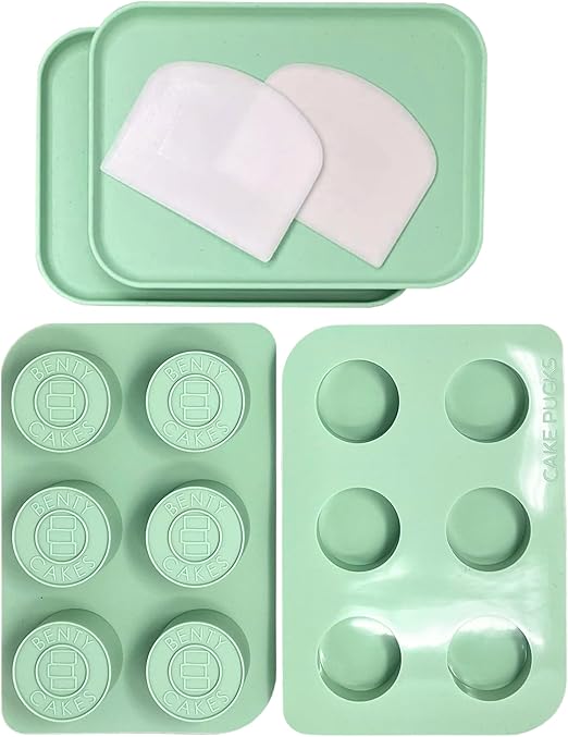 – The Original CakePuck Bonus Bundle Set – Better than a Cake Pop! Make Chocolate Covered Desserts – BPA Free Silicone – Includes 1 Mold Set, 2 Trays and 2 Scrapers – Green