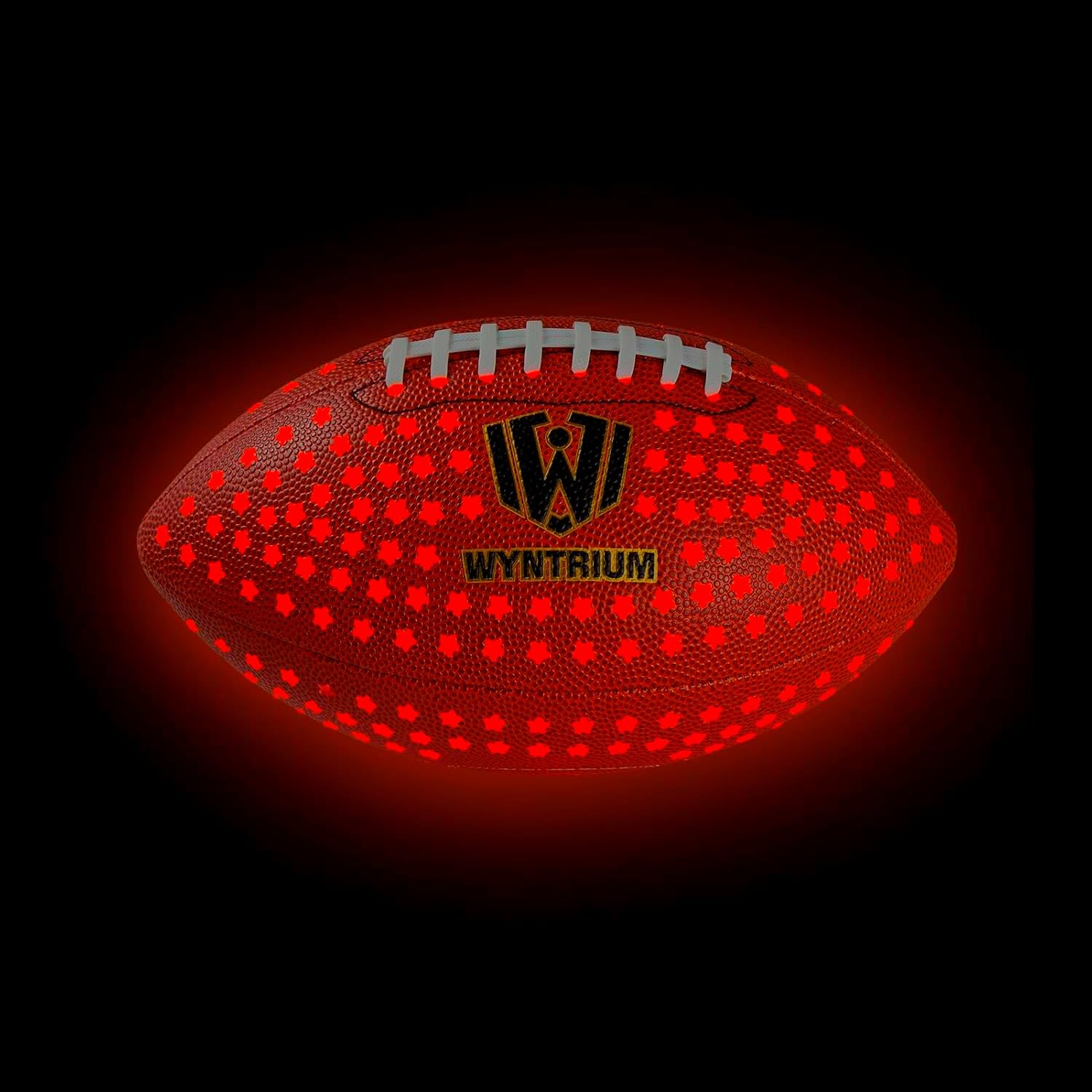 WYNTRIUM Glow in The Dark Football, Light Up Fooball, LED Leather Football with Air Pump, Perfect for Evening Play, Camping and Beach Fun, Size 6, Brown