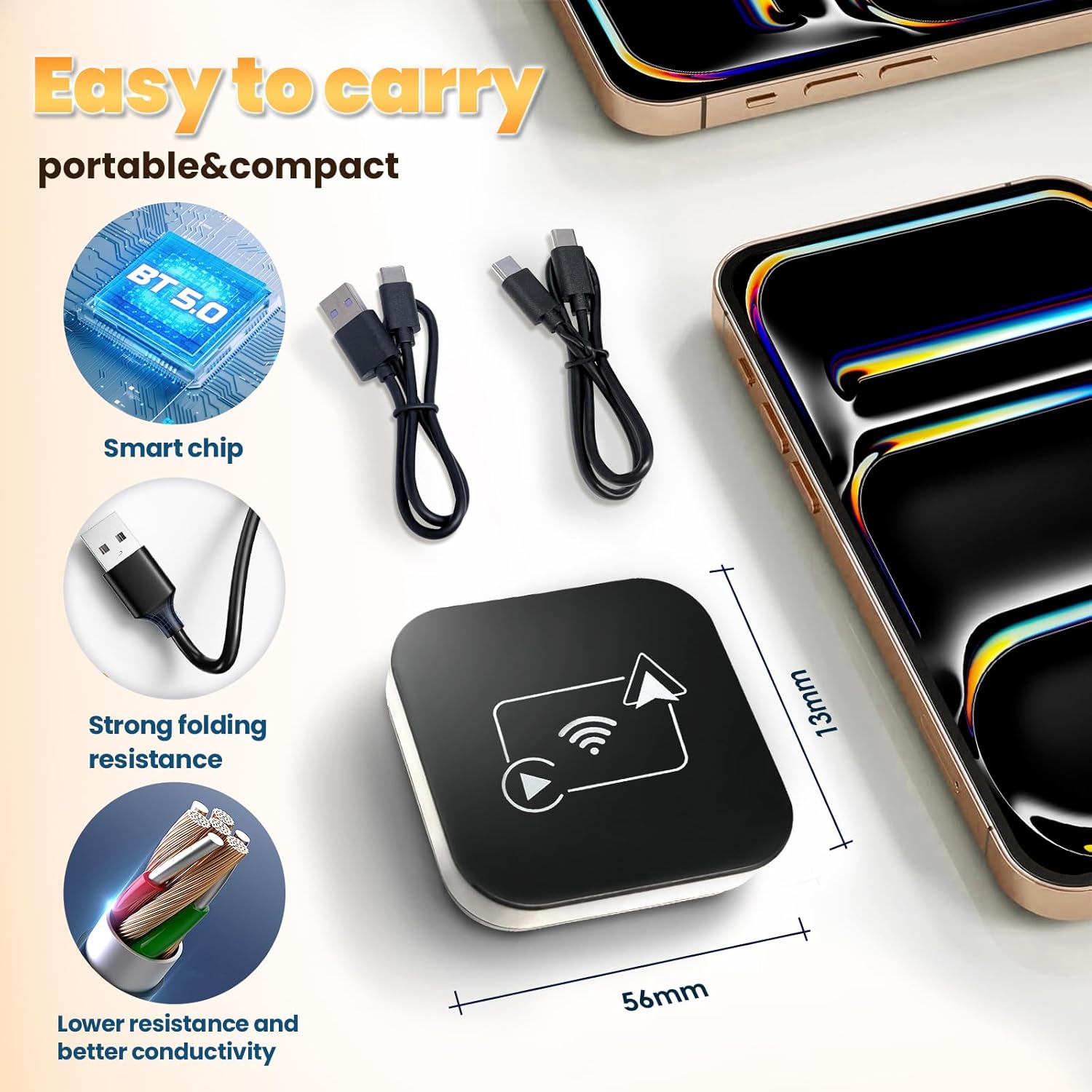 Wireless Carplay Adapter AI Box for OEM Wired Carplay/Android Auto to Wireless Connection Plug and Play Dongle Magic Box for Car Model 2016+ and iPhone iOS 10+