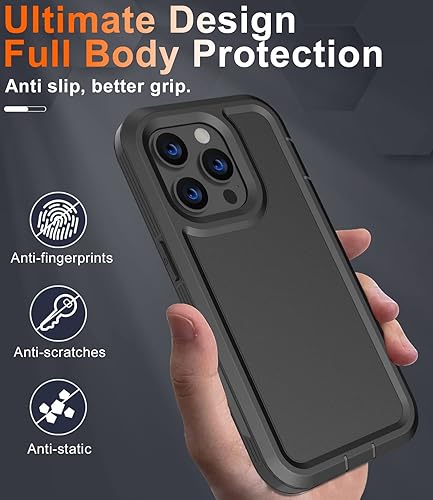 Miniatura 6 de Funda protectora para iPhone 14 Pro, con 2 protectores de pantalla de vidrio templado, a prueba de golpes, a prueba de caídas, a prueba de polvo,
