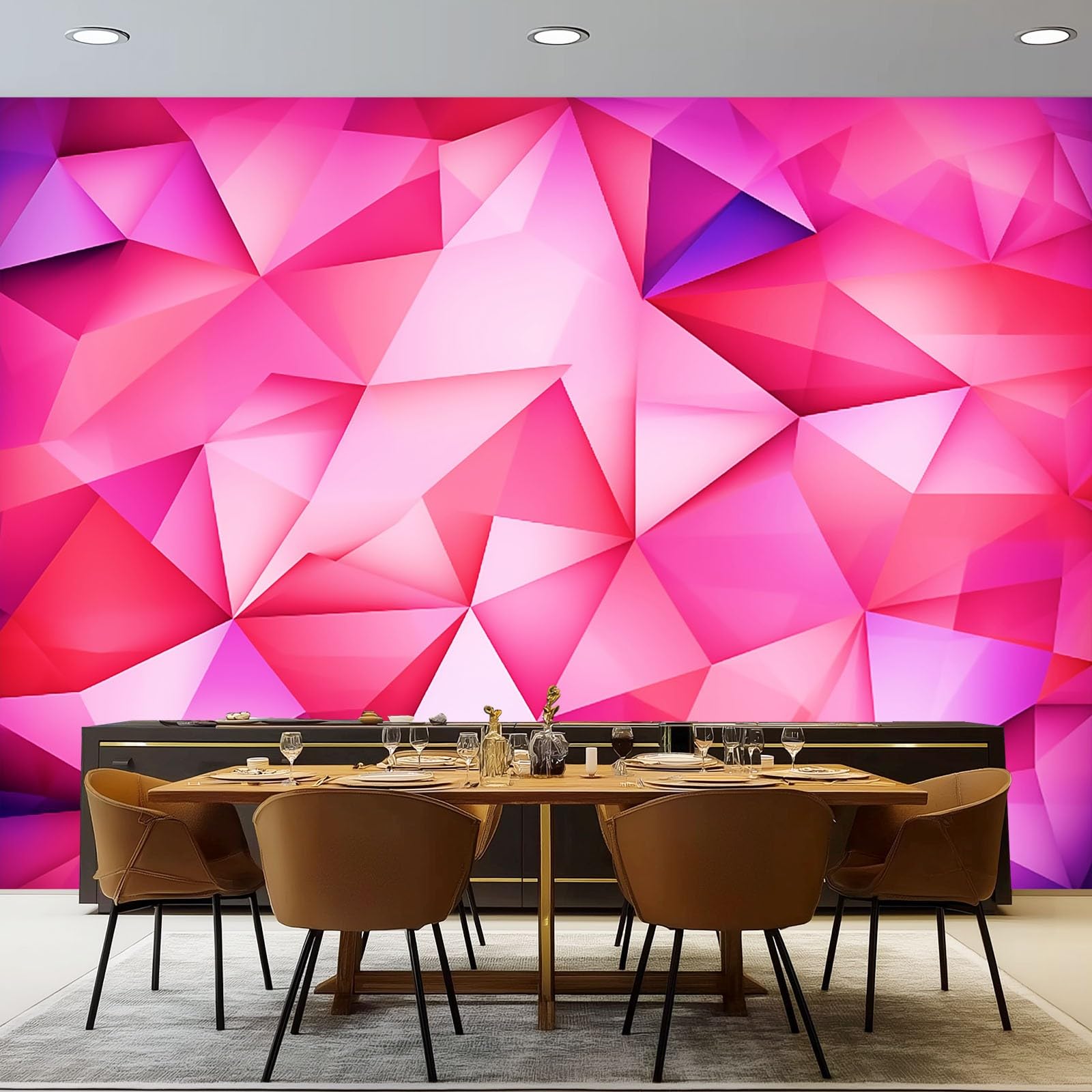 Generico Carta Da Parati Temi Semplice - 300 x 210 cm 3D Effetto Carta Da Parati Non Tessuto Decorazioni Per Soggiorno Camera Da Letto, Cristallo Geometria Triangolo Motivo Murales