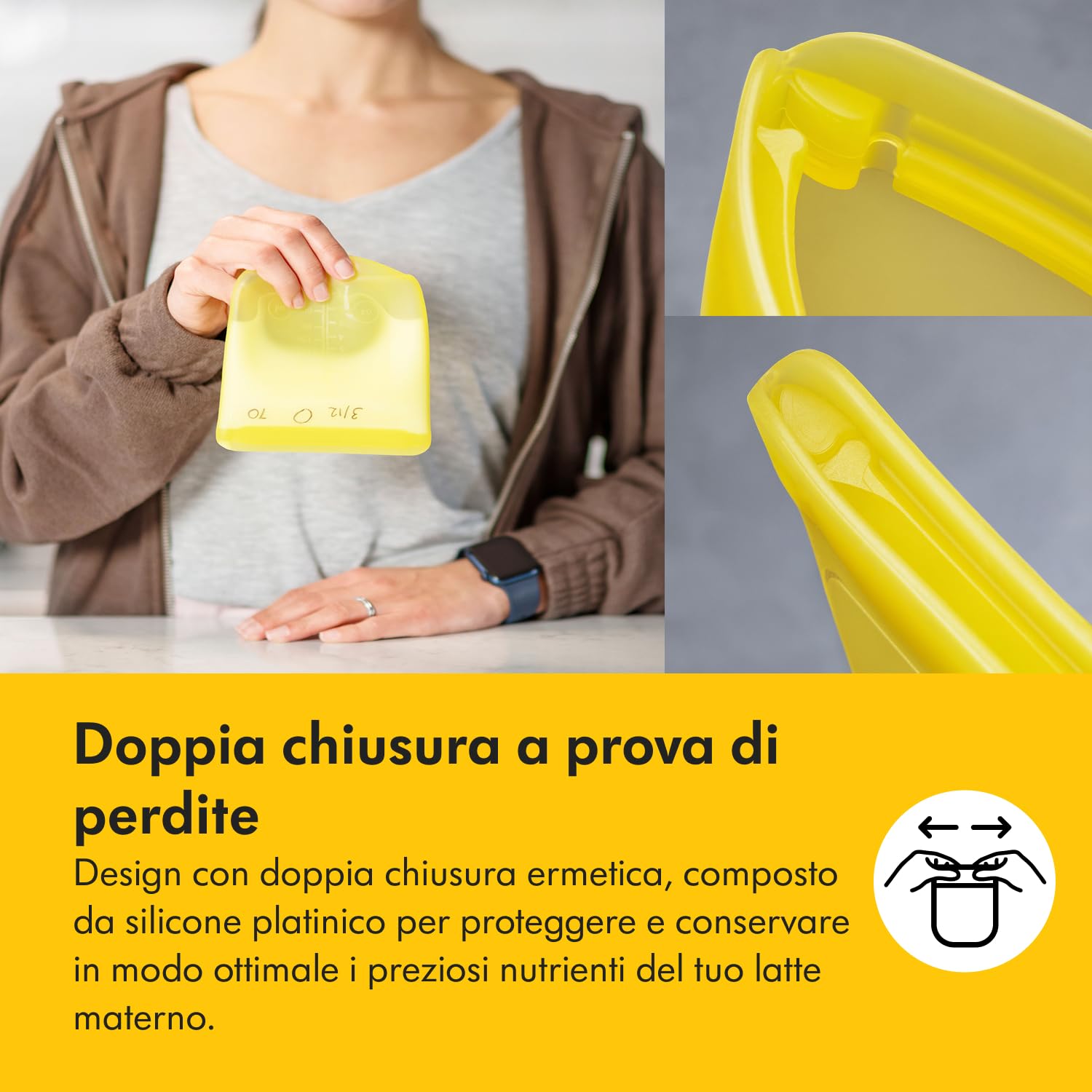 Medela Sacche per Latte Materno Riutilizzabili con Ampia Apertura e Design Monopezzo a Doppia Chiusura Ermetica, Conservabili in Frigo e Freezer, 220 ml, per 500 Utilizzi