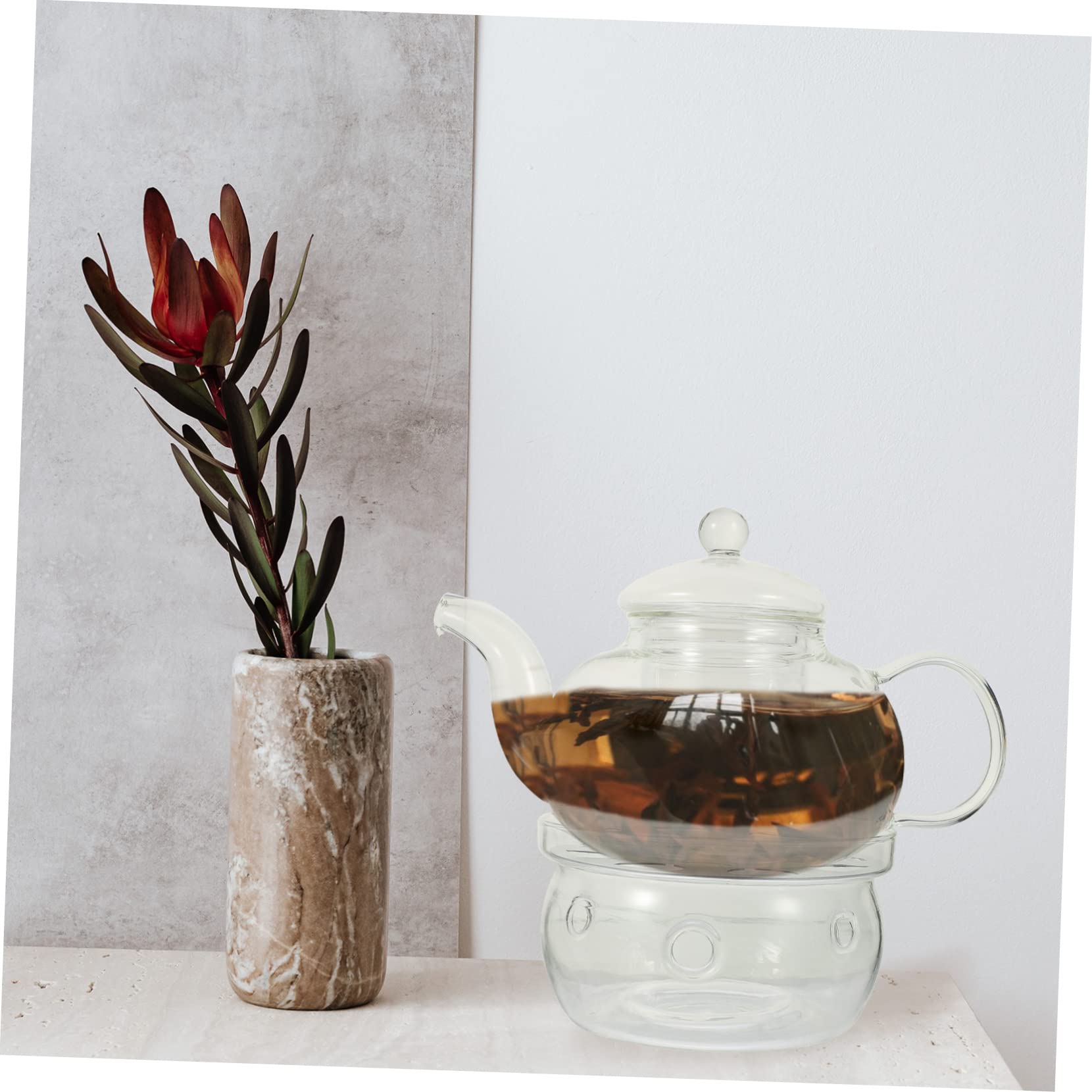 ULTECHNOVO Hitzebeständiges Teeservice aus Glas mit Teekanne Tasse und Kerzenhalter Anti Scalding Funktion Elegantes Design für Chinesische Kung Fu Tee Zeremonien