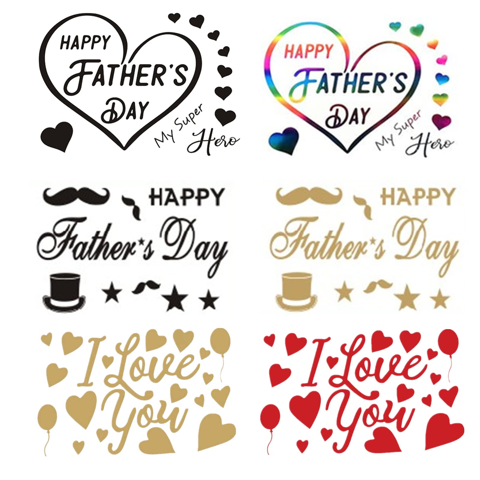 12pcs Fathers Day BOBO Balloon Stickers, Happy Father's Day Letters Decals, DIY Glass Sticker Party Supplies Decoration, for Transparent Balloons Wall