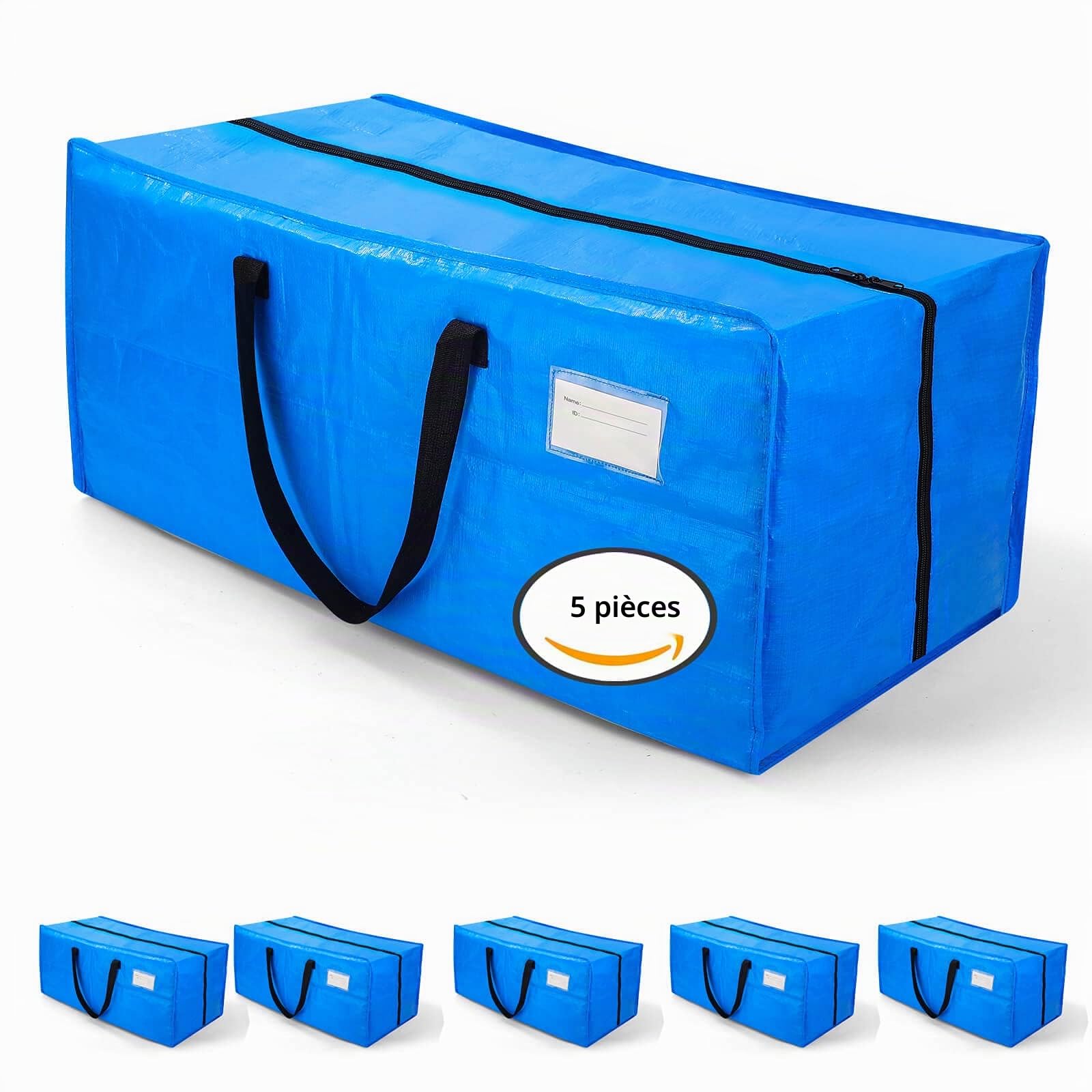 AlexHome Lot de 5 sacs de déménagement très résistants en plastique réutilisables, compatibles avec chariot Ikea Frakta (bleu)