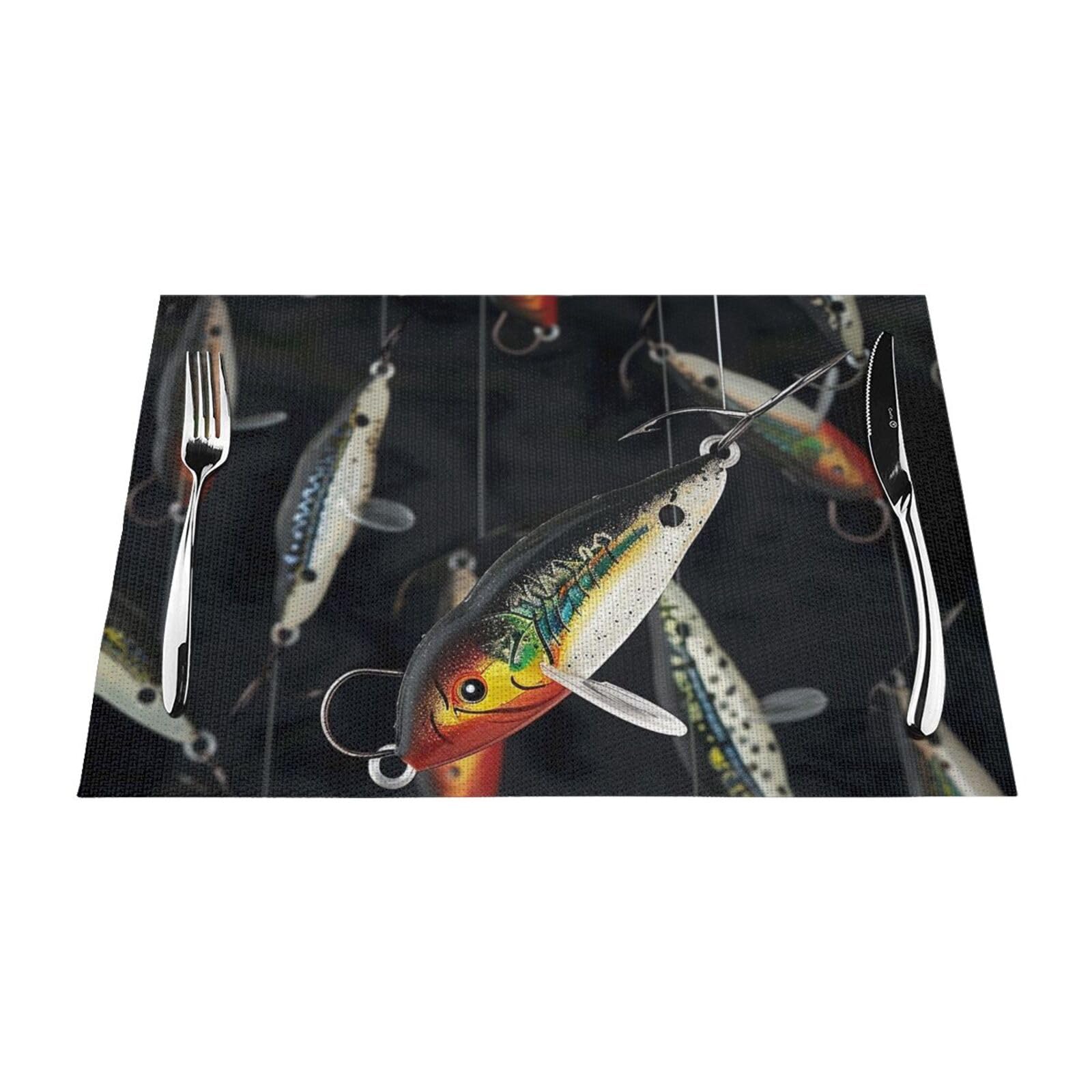 Sets de table en PVC leurre de pêche antidérapants et thermorésistants