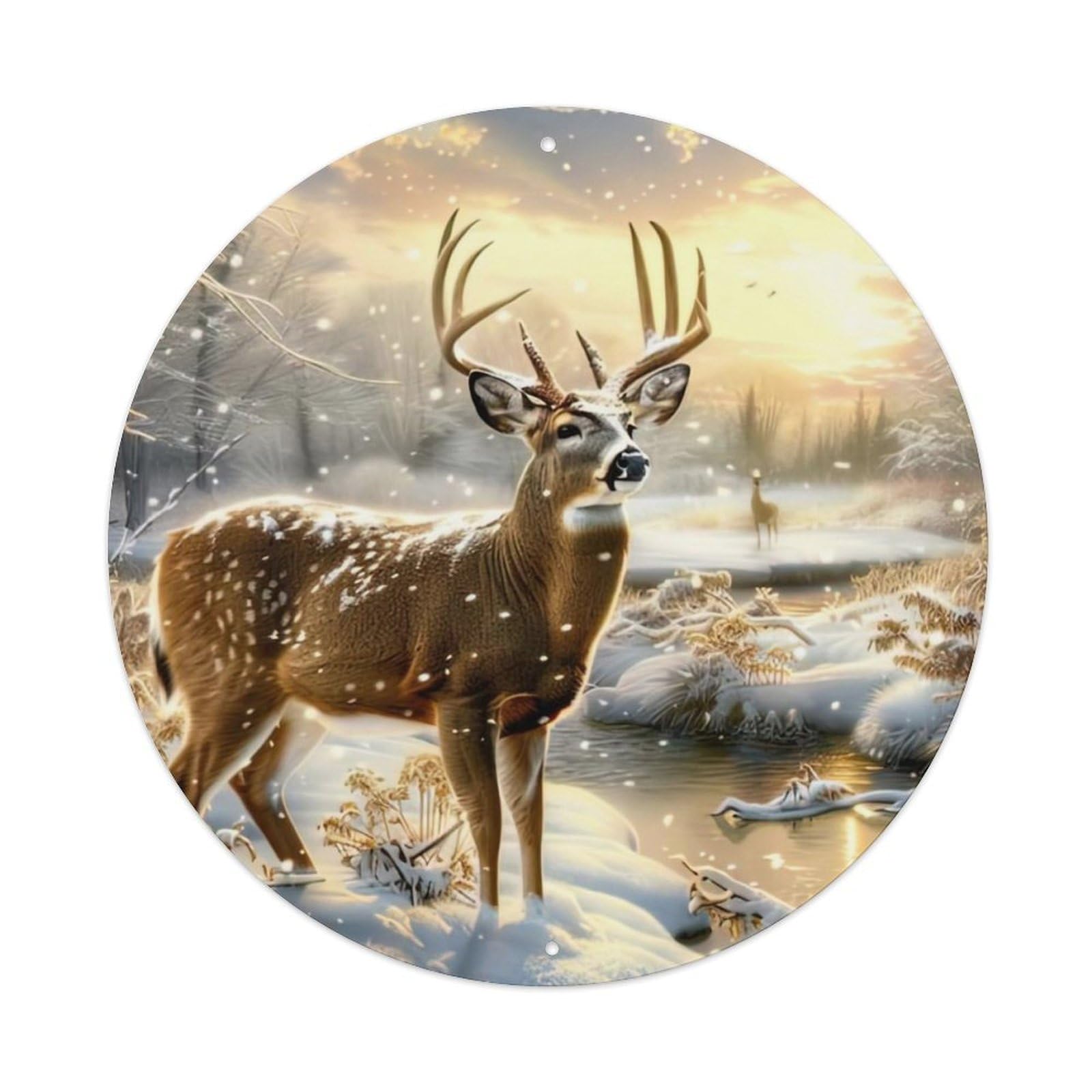 Animal Moose in The Snowy Weather Metal Tin Sign