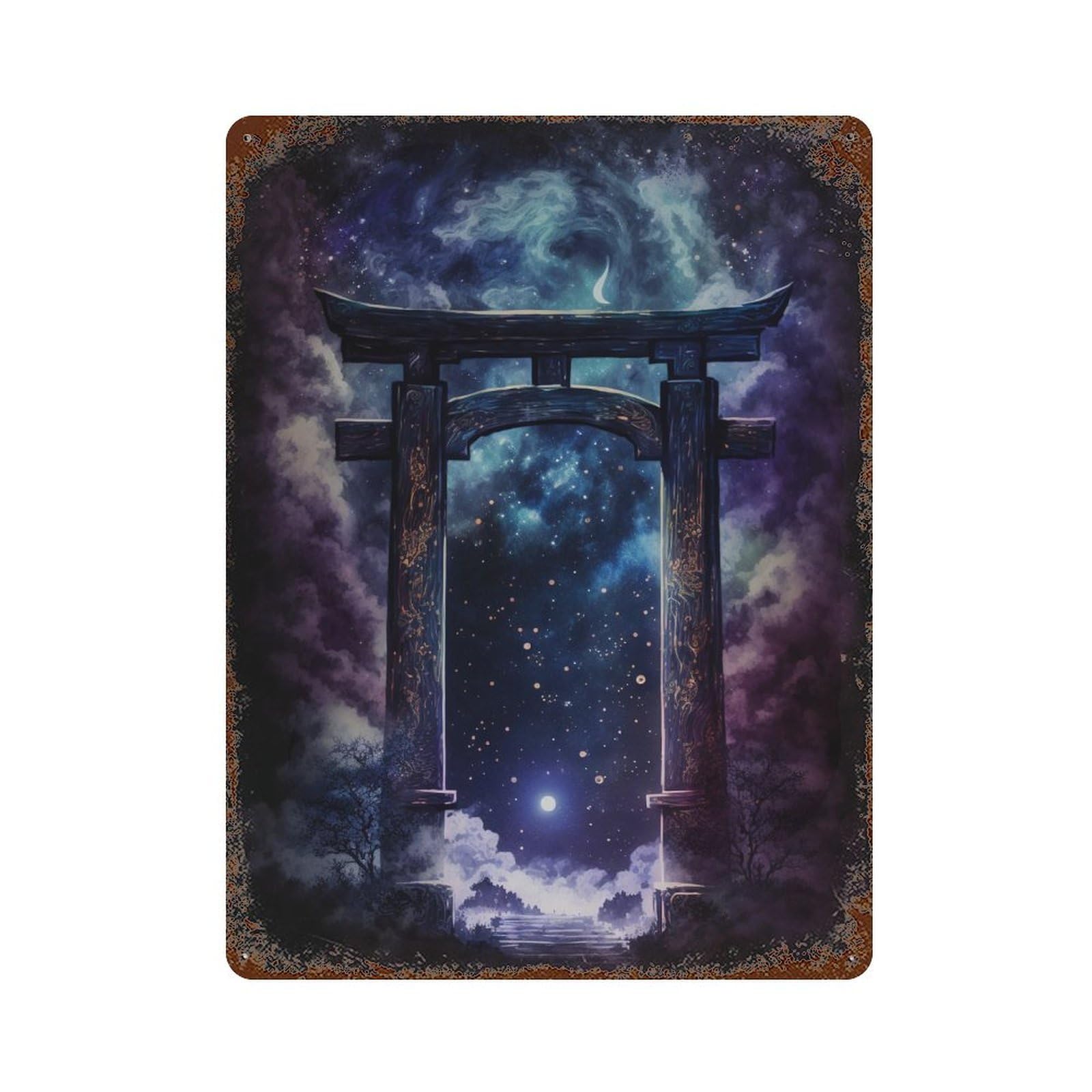 Retro Metal Sign Gate to Celestial Dreams 15.7"x11.8", Decorative Metal Wall Art for Pub, Kitchen And Man Cave Decor