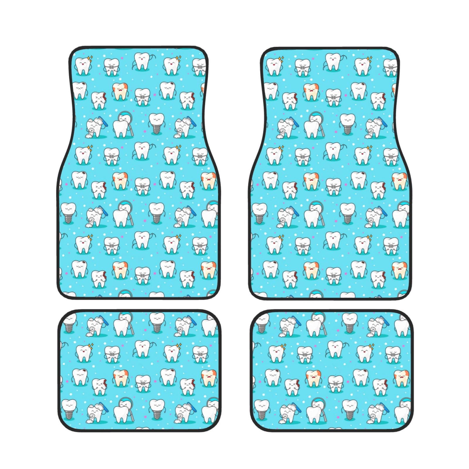 Alfombrillas de coche con diseño dental juego de 4 piezas antideslizantes 7