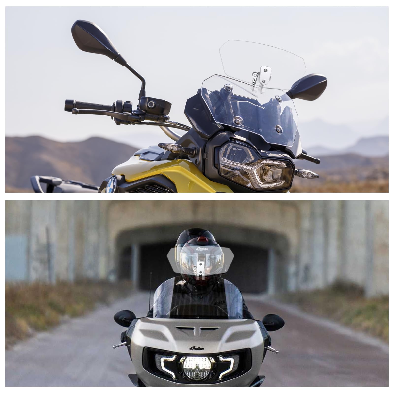 Anbte Parabrezza Moto Deflettore-Trasparente Deflettore Vento Regolabile Parabrezza per Moto Cupolino Spoiler Universale per Moto/Bici da Corsa con Clip