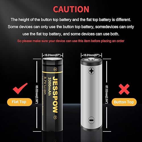 Miniatura 2 de Paquete de 2 baterías recargables con cargador, cargador universal para baterías recargables de 3.7 V 18500 18650 (tipo tapa plana)