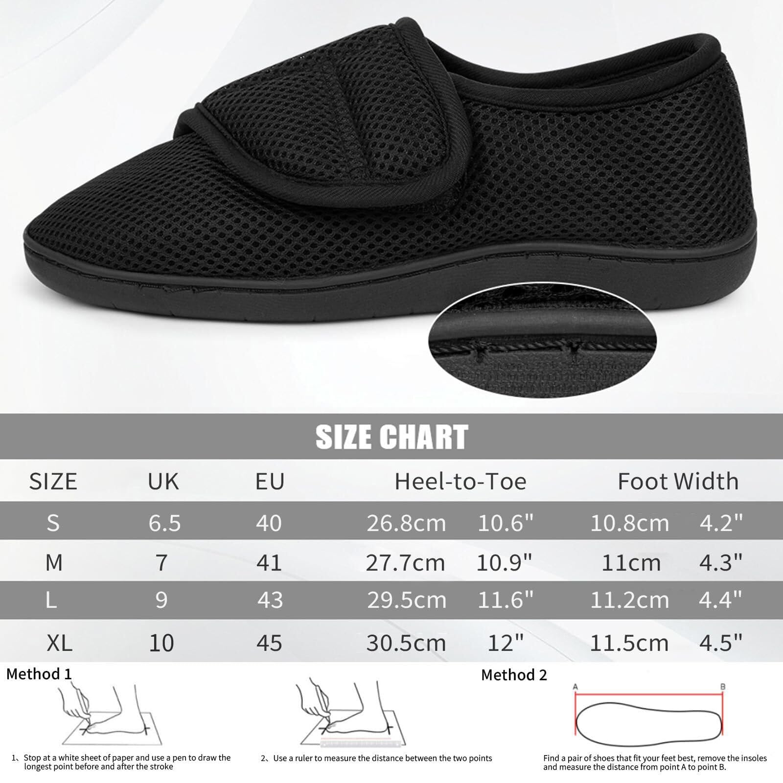 HOTUT Diabetiker Hausschuhe Damen Herren, Verstellbare Geschwollene Füße Hausschuhe, Extra Weite Walkingschuhe, Rutschfest Rehaschuhe für Senioren, Breiten Klettverschluss Gesundheitsschuhe