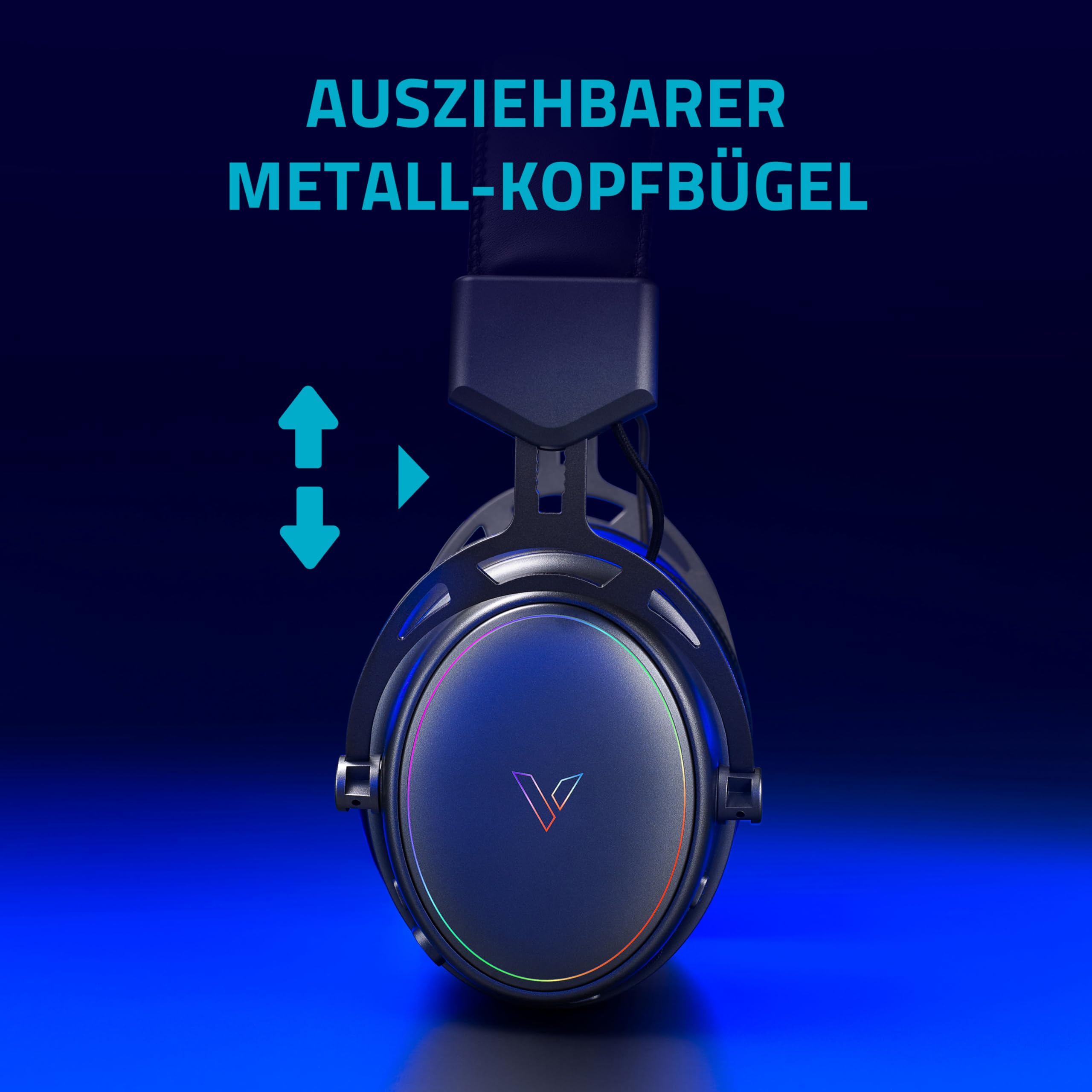 Rapoo VH800 - Cuffie wireless da gioco Over-Ear, microfono flessibile con muto, cuscinetti auricolari in ecopelle, batteria 46 ore, cuffie Bluetooth e 2,4 GHz PC/Mac/Xbox One/PS4/Nintendo Switch,