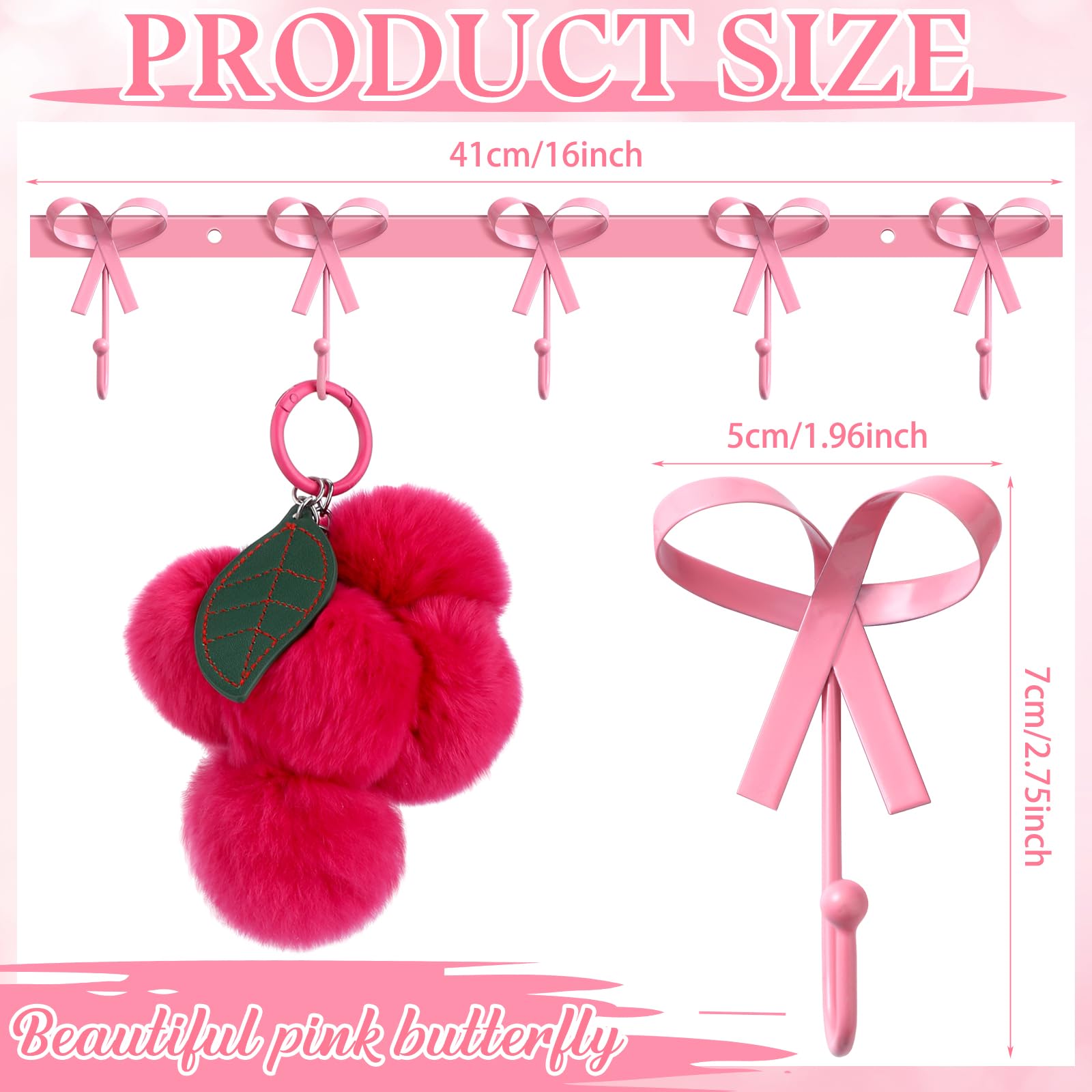 Tioncy 5 ganchos de pared para batas, abrigos, sombreros, nudos, ganchos de latón para decoración de pared para San Valentín, baño, sala de estar, cocina (rosa)