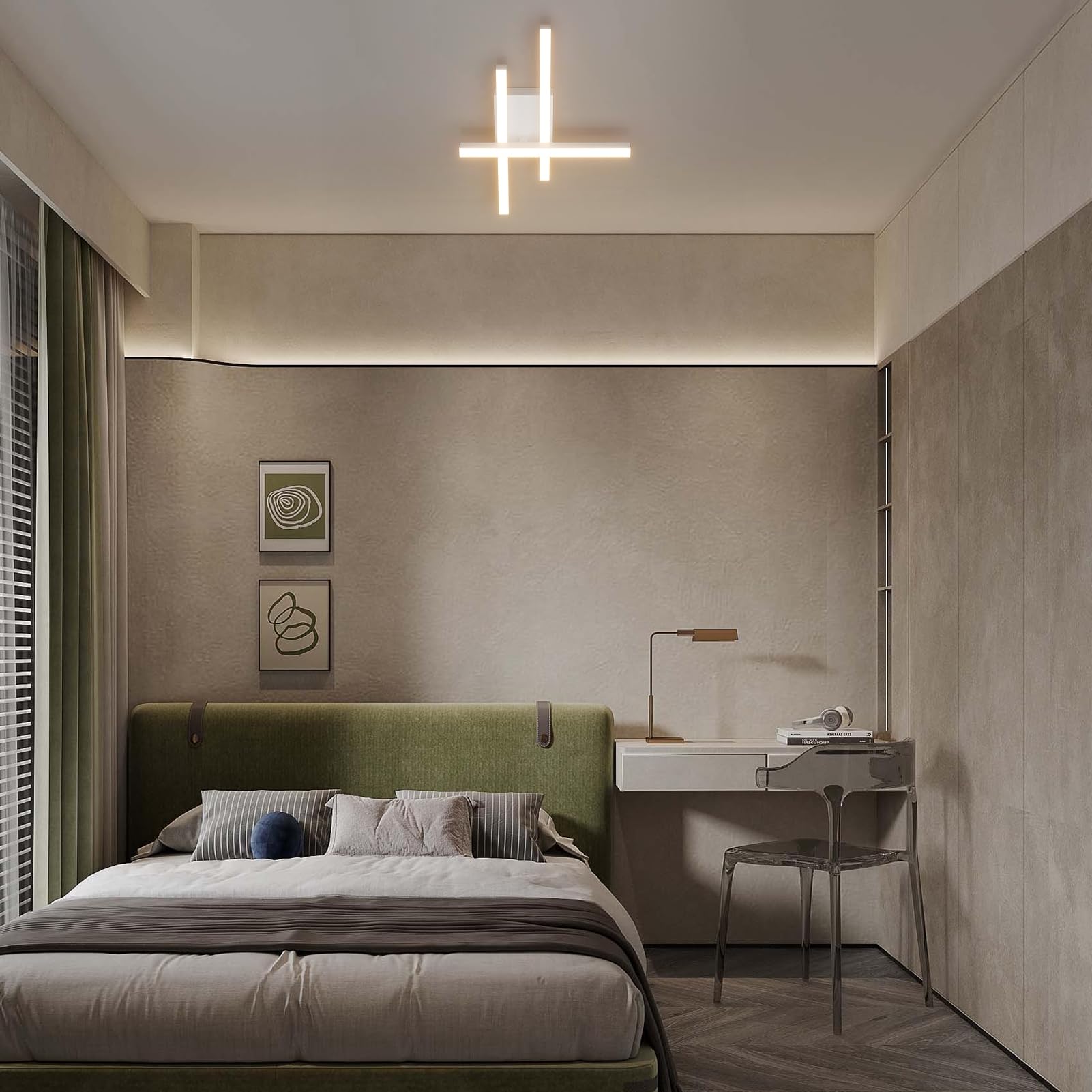 Klighten Plafoniera Led Soffitto 20W 1720LM, Plafoniera 3 Barra, Lampada Soffitto Decorativa Moderna per Corridoio Camera da Letto Soggiorno Cucina, 45 cm, Bianco Caldo 3000K, Bianco
