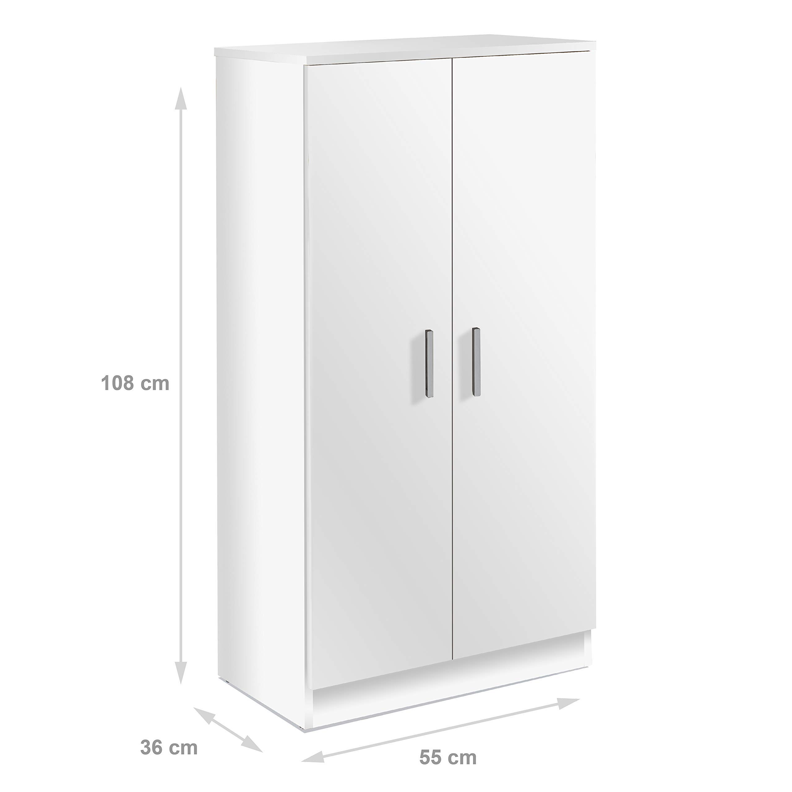 Dmora - Scarpiera Alcudia, Portascarpe salvaspazio, Scarpiera da ingresso, Armadio multiuso a 5 ripiani, 55x36h108 cm, Bianco