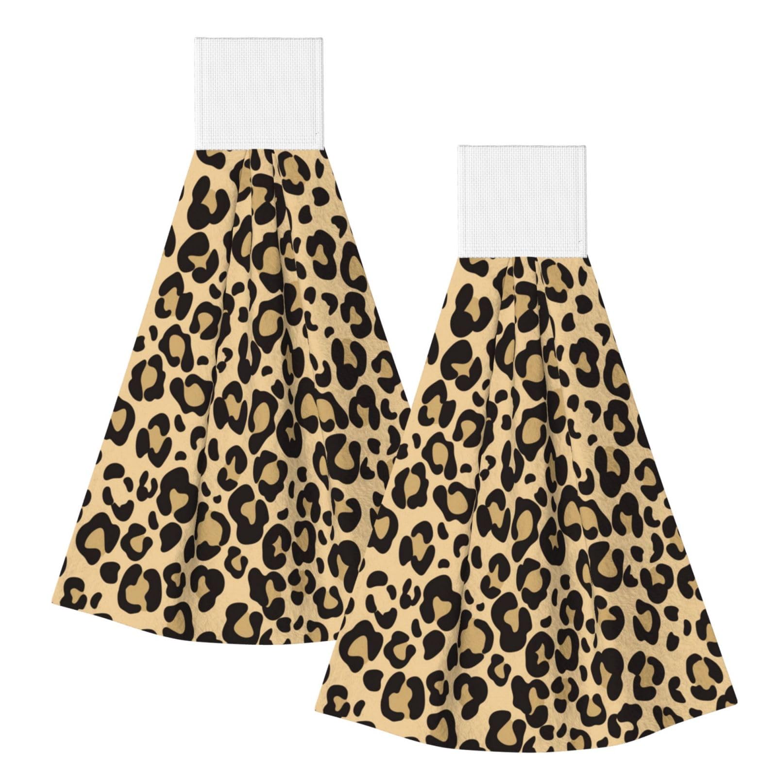 DOPKLNA Leopard Skin Cheetah Jaguar, 2 Pcs Hanging Coral Fiber Hand Towels for Bathroom, Absorbent Kitchen Towels