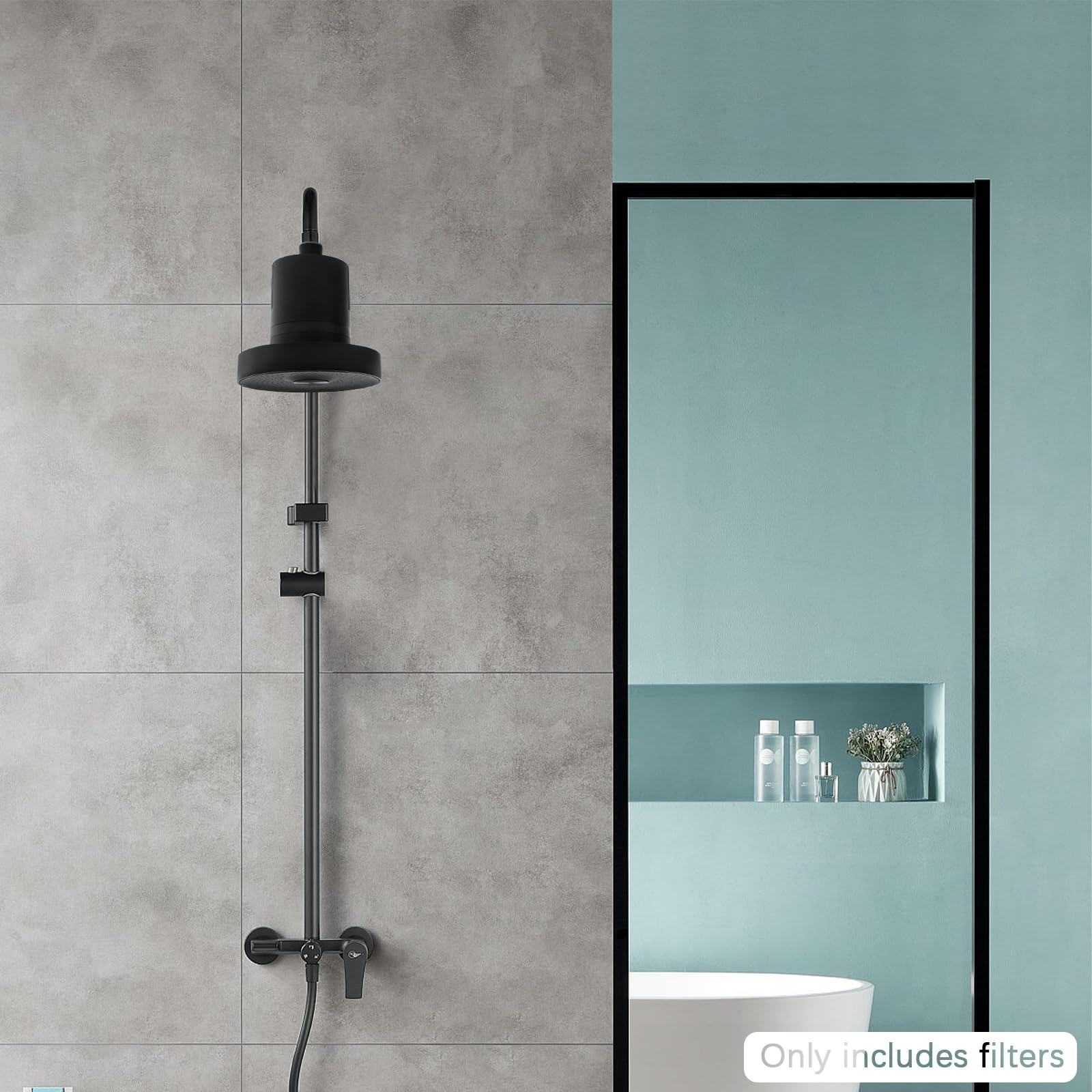 Alcachofa de ducha con filtro, cabezal de ducha con filtro premium, galvanización, fácil instalación, filtración triple (KDF-55/carbón activo/sulfito de calcio), para agua dura, cloro residual